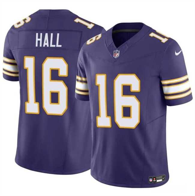 Men & Women & Youth Minnesota Vikings #16 Jaren Hall Purple 2023 F.U.S.E. Vapor Untouchable Throwback Limited Stitched Jersey